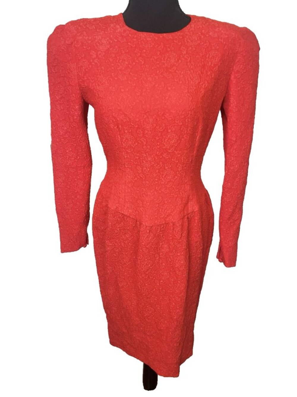 Vintage Carolina Herrera Dress Sz 6 Bergdorf Goodman Textured 100% Silk 1980s